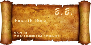 Benczik Bene névjegykártya